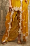 Prisho_Yellow Silk Embroidered Resham Round Lampi Kurta Tulip Pant Set _Online_at_Aza_Fashions