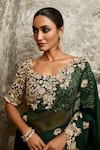 Shop_Prisho_Green Silk Embroidered Resham Round Dori Sequin Saree With Blouse _at_Aza_Fashions