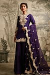 Buy_Prisho_Purple Silk Embellished Resham Round Floral Detailed Kurta Sharara Set _at_Aza_Fashions