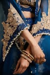 Shop_Prisho_Blue Silk Dori Blouse Round Detailed Lehenga Set With Cape _at_Aza_Fashions