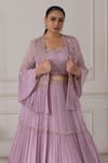 Buy_RAJ ARORA_Purple Georgette Embroidered Dori Jacket Open Pleated Lehenga Set _Online_at_Aza_Fashions