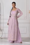 RAJ ARORA_Purple Georgette Embroidered Dori Sweetheart Kurta Sharara Set _at_Aza_Fashions