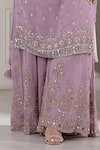 RAJ ARORA_Purple Georgette Embroidered Cutdana Notched Dori And Sequin Kurta Sharara Set _Online_at_Aza_Fashions