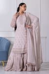 Buy_RAJ ARORA_Pink Georgette Embroidered Cutdana Notched And Dori Kurta Sharara Set _at_Aza_Fashions