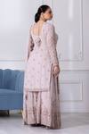 Shop_RAJ ARORA_Pink Georgette Embroidered Cutdana Notched And Dori Kurta Sharara Set _at_Aza_Fashions