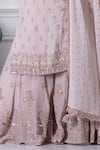 RAJ ARORA_Pink Georgette Embroidered Cutdana Notched And Dori Kurta Sharara Set _Online_at_Aza_Fashions