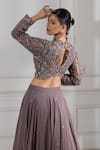 Shop_RAJ ARORA_Grey Georgette Embroidered Cutdana High Round Lehenga Set _at_Aza_Fashions