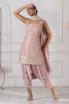 Buy_RAJ ARORA_Pink Georgette Embroidered Gota Round Kurta Dhoti Pant Set _at_Aza_Fashions