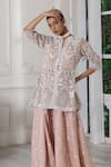 Shop_RAJ ARORA_Pink Georgette Embroidered Pearl Notched Kurta And Sharara Set _at_Aza_Fashions