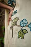 Buy_AAMRA BY LAVANYA_Ivory Linen Silk Hand Painted Parrot V-neck Kalamkari Kurta And Pant Set 