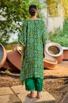 Shop_AAMRA BY LAVANYA_Green Georgette Printed Bandhani Blunt V Kaftan With Pant _at_Aza_Fashions