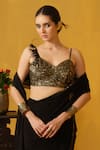 Buy_ABSTRACT BY MEGHA JAIN MADAAN_Black Flat Chiffon Embellished Sequin Sweetheart Pre-draped Saree With Blouse _Online_at_Aza_Fashions