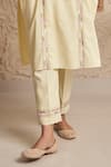 Shop_Samatvam by Anjali Bhaskar_Yellow Embroidery Floral Round Rana Straight Kurta And Pant Set _Online_at_Aza_Fashions