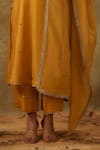 Buy_The Aarya_Yellow Handwoven Chanderi Hand Embroidered Zardozi Notched Kurta Pant Set _Online_at_Aza_Fashions