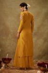 Shop_The Aarya_Yellow Handwoven Chanderi Hand Embroidered Zardozi V-neck Kurta Pant Set _at_Aza_Fashions