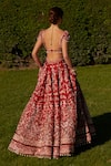 Jigar & Nikita_Red Lehenga Raw Silk And Velvet Embroidered Zardozi Floral Vine Bridal Set _Online_at_Aza_Fashions