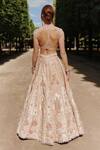 Jigar & Nikita_Orange Lehenga Raw Silk And Velvet Embroidered Zari Floral Peacock Bridal Set _Online_at_Aza_Fashions