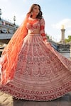 Buy_Jigar & Nikita_Red Lehenga Raw Silk Embroidered Floral Scallop Sequin Embellished Bridal Set _at_Aza_Fashions