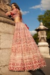 Jigar & Nikita_Red Lehenga Raw Silk Embroidered Floral Scallop Sequin Embellished Bridal Set _Online_at_Aza_Fashions