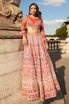 Shop_Jigar & Nikita_Red Lehenga Raw Silk Embroidered Floral Scallop Sequin Embellished Bridal Set _Online_at_Aza_Fashions