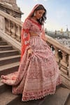 Jigar & Nikita_Red Lehenga Raw Silk Embroidered Floral Scallop Sequin Embellished Bridal Set _at_Aza_Fashions