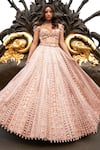 Buy_Jigar & Nikita_Brown Lehenga Linen Silk Embroidered Zardozi Sweetheart Floral Vine Bridal Set _Online_at_Aza_Fashions