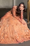 Buy_Jigar & Nikita_Orange Shimmer Organza Floral Vine Pre-draped Lehenga Saree With Blouse _Online_at_Aza_Fashions