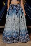 Buy_Jigar & Nikita_Blue Linen Silk Geometric Crystal Embellished Panel Bridal Lehenga With Blouse _Online_at_Aza_Fashions