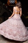 Shop_Jigar & Nikita_Pink Lehenga And Blouse Linen Satin Geometric Crystal Embellished Bridal Set _at_Aza_Fashions