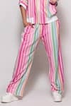 Veera Wear_Multi Color Cotton Print Candy Striped Henley Neck Jacket With Pant _Online_at_Aza_Fashions