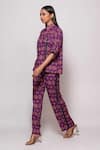 Veera Wear_Purple Cotton Print Damask Bloom Collar Neck Shirt With Pant _Online_at_Aza_Fashions