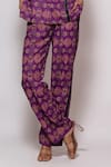 Buy_Veera Wear_Purple Cotton Print Damask Bloom Collar Neck Shirt With Pant _Online_at_Aza_Fashions