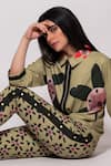 Veera Wear_Green Cotton Print Flora Collar Neck Shacket With Pant _at_Aza_Fashions