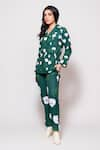 Buy_Veera Wear_Green Cotton Print Daisy Garden Camp Collar Shacket With Pant _at_Aza_Fashions