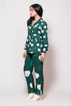 Shop_Veera Wear_Green Cotton Print Daisy Garden Camp Collar Shacket With Pant _at_Aza_Fashions