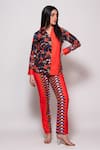 Buy_Veera Wear_Orange Cotton Print Bloom Carnival Collar Neck Double Shirt With Pant _at_Aza_Fashions