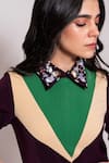 Veera Wear_Purple Armani Colorblocked Collar Neck Yoke Embellished Top With Pant _Online_at_Aza_Fashions