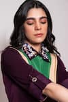 Buy_Veera Wear_Purple Armani Colorblocked Collar Neck Yoke Embellished Top With Pant _Online_at_Aza_Fashions