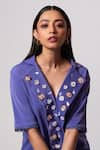 Buy_Veera Wear_Purple Armani Embellished Sequin Bloom Lapel Collar Top With Pant _Online_at_Aza_Fashions