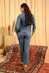 Shop_Veera Wear_Blue Denim Collared Button Down Shirt And Pant Set _at_Aza_Fashions