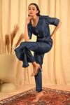 Buy_Veera Wear_Blue Denim V Neck Top And Pant Set 