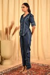 Shop_Veera Wear_Blue Denim V Neck Top And Pant Set 