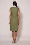 Shop_Veera Wear_Green Cotton Collared Contrast Sleeveless Dress _at_Aza_Fashions