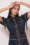 Veera Wear_Blue Cotton Collared Midi Dress _Online_at_Aza_Fashions