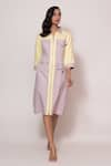 Buy_Veera Wear_Purple Cotton Collared Color Blocked Straight Midi Dress _Online_at_Aza_Fashions