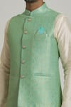 Samyukta Singhania_Green Jacquard Banarasi Silk Bloom Pattern Bundi And Kurta Set _at_Aza_Fashions