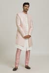 Shop_Adara Khan_Pink Art Silk Embroidered Sequin Work Sherwani Set_Online_at_Aza_Fashions