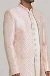 Adara Khan_Pink Art Silk Embroidered Sequin Work Sherwani Set_at_Aza_Fashions