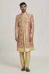 Buy_Adara Khan_Multi Color Art Silk Printed Floral Persian Jacket Kurta Set_Online_at_Aza_Fashions