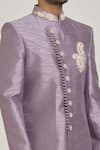 Samyukta Singhania_Purple Sherwani Art Silk Embroidered Paisley Layered Asymmetric Set _at_Aza_Fashions